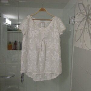 NARACAMICIE White Pullover Cotton/Poly Blend Lace Top-NWT's-Size II--Retail $175